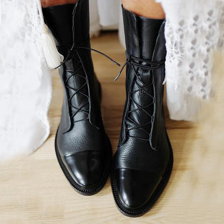 Women's Lace Up Orthopedic Ankle Boots in black