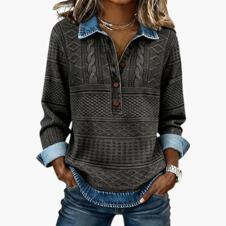 Women's Collared Sweatshirt in charcoal