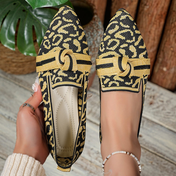 Women's Comfort Orthopedic Loafers in yellow leopard