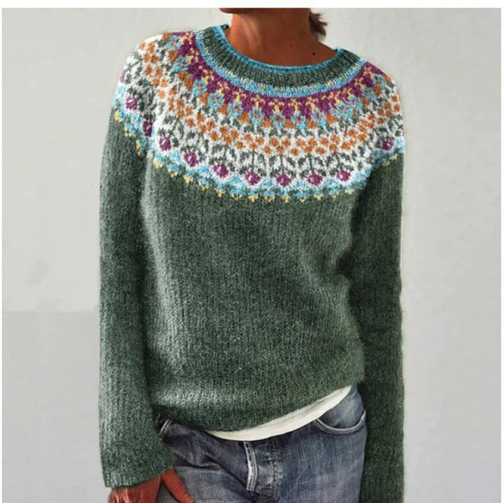 Women's Fair Isle Knit Sweater in green