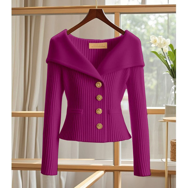 Women's Knit Cropped Cardigan in purple