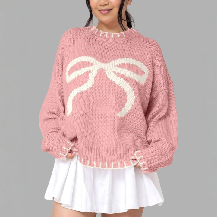 Women's Oversized Ugly Christmas Sweater in pink