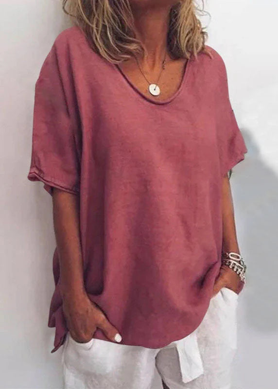Women's Short Sleeve Blouse in dusty rose