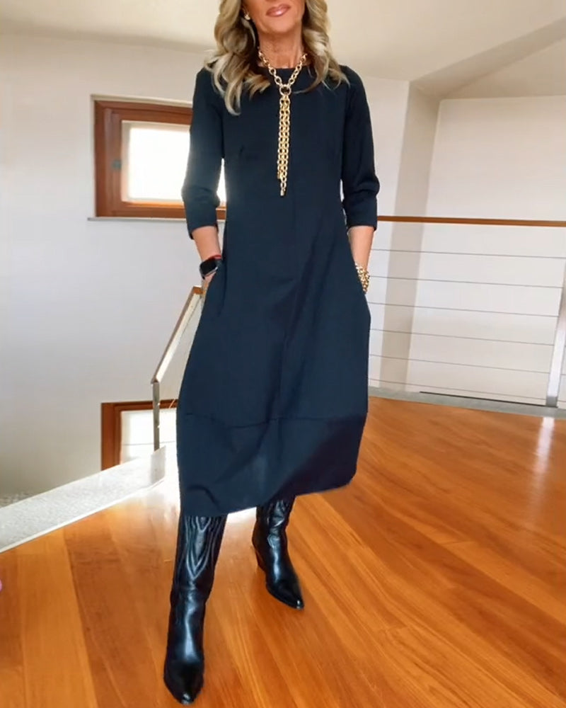 ANORA | Black Elegant Long Sleeve Maxi Dress