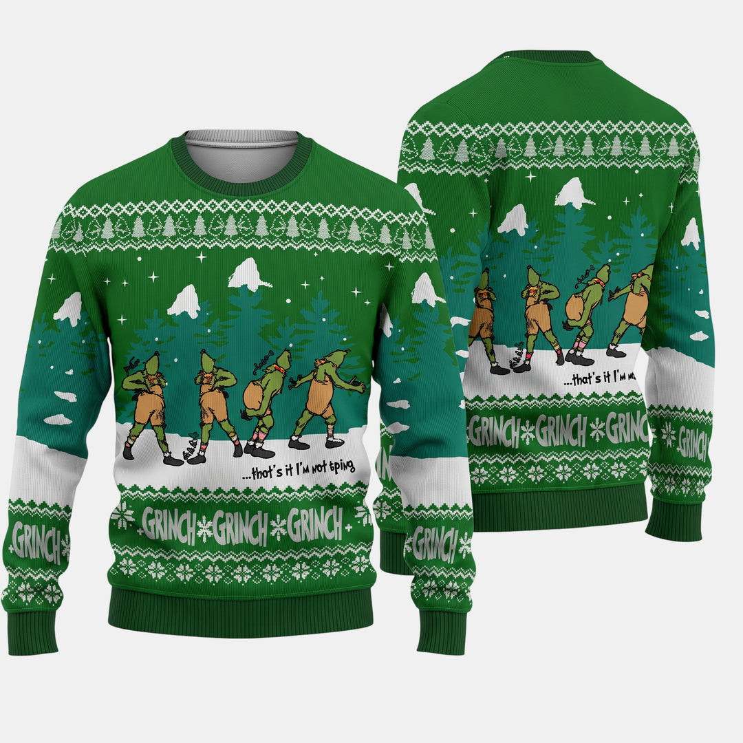 Women's Ugly Christmas Sweater in green forest scene