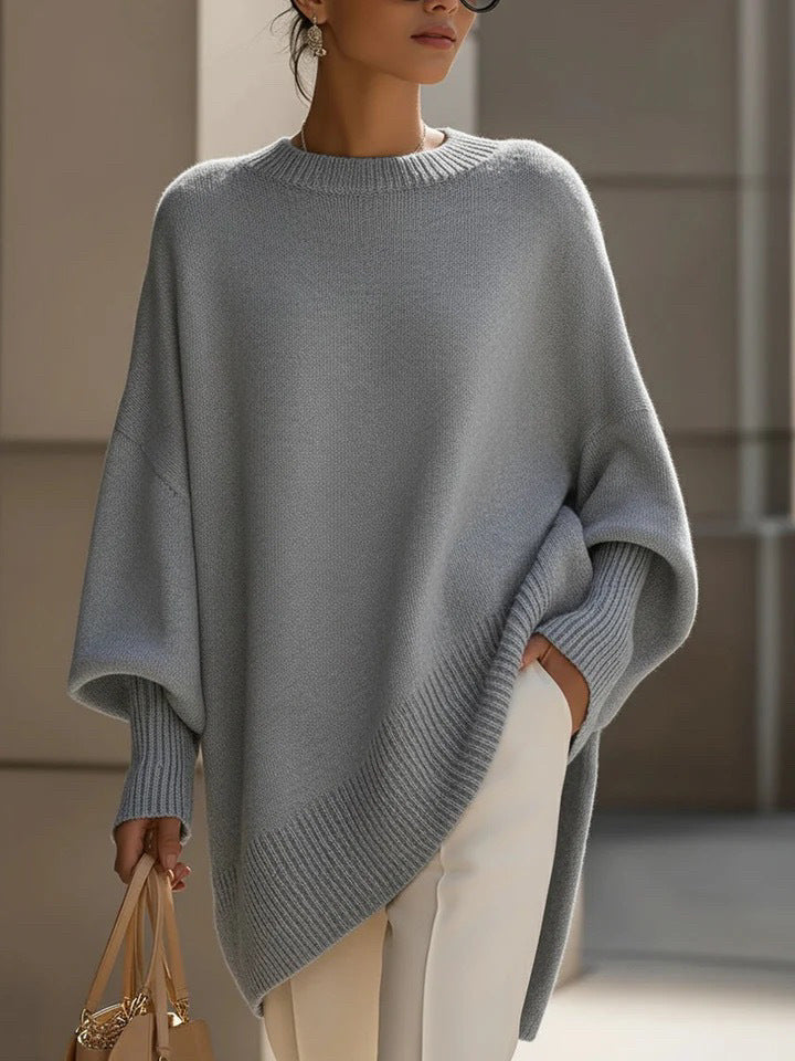 Women's Crew Neck Oversized Sweater in grey