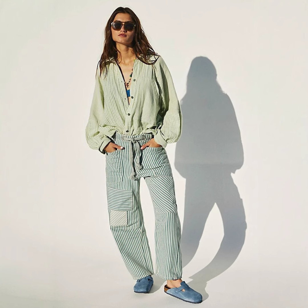 PERLAH | Wide Leg Striped Women's Pants