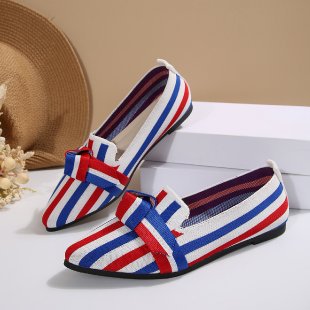 Women's Comfort Orthopedic Loafers in red white blue stripe