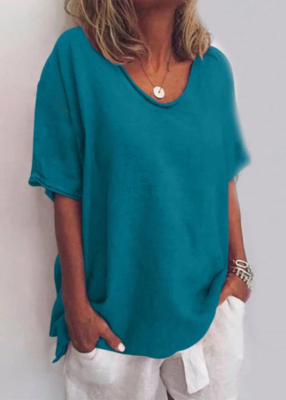 Women's Short Sleeve Blouse in teal