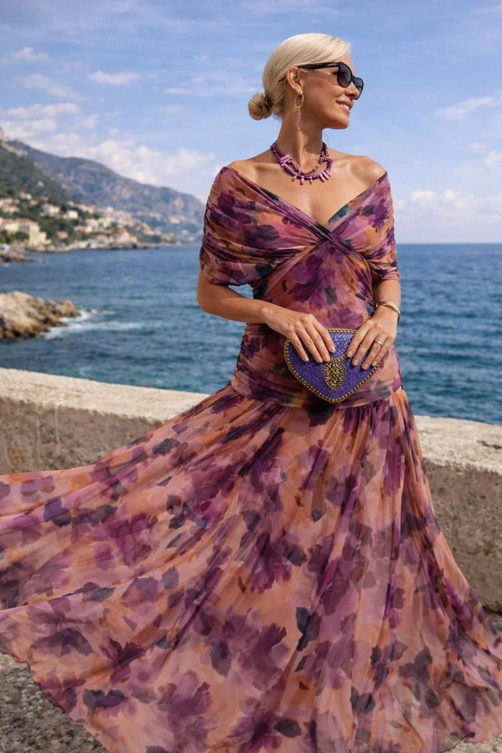 Women's Holiday Cocktail Dress in peach floral