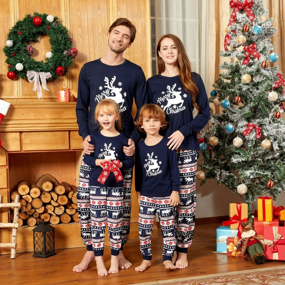 Matching Family Christmas Pajamas in navy