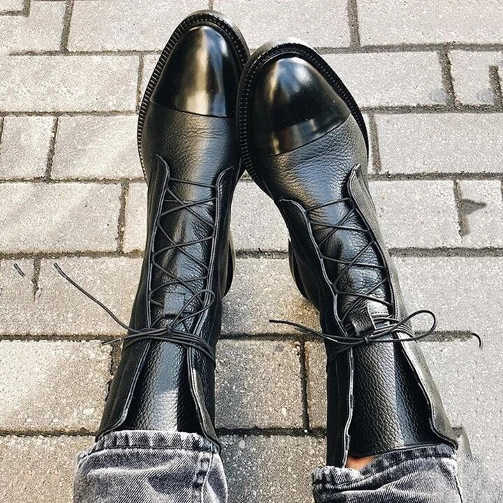 Women's Lace Up Orthopedic Ankle Boots in black