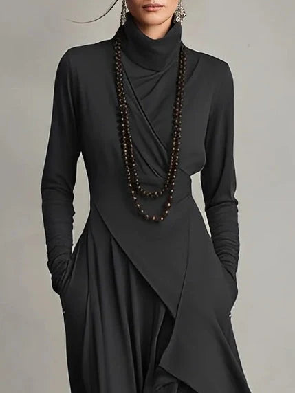 Women's Long Sleeve Maxi Dress in black