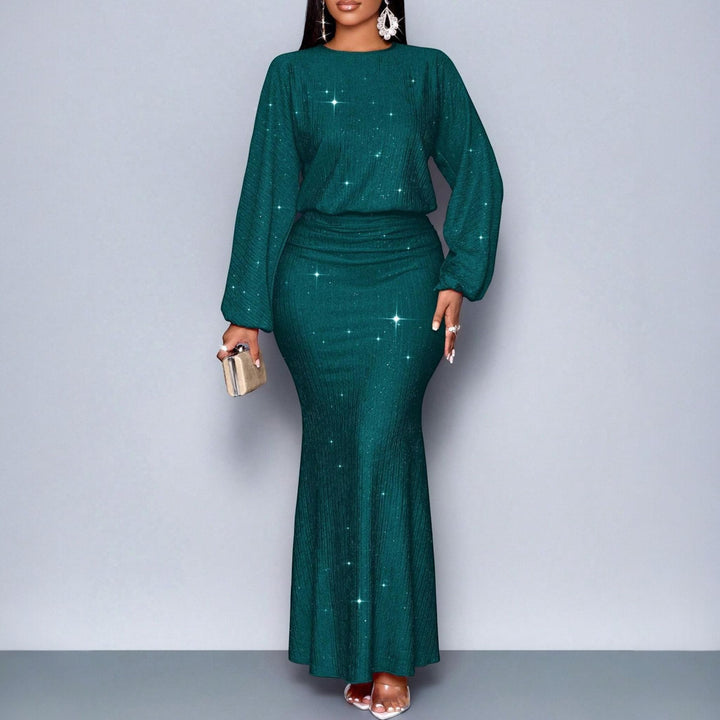 Women's Long Christmas Party Dress in teal