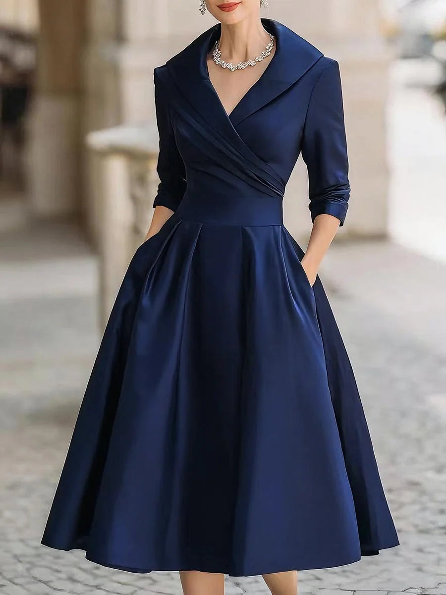 Women's Cocktail A Line Dress in navy