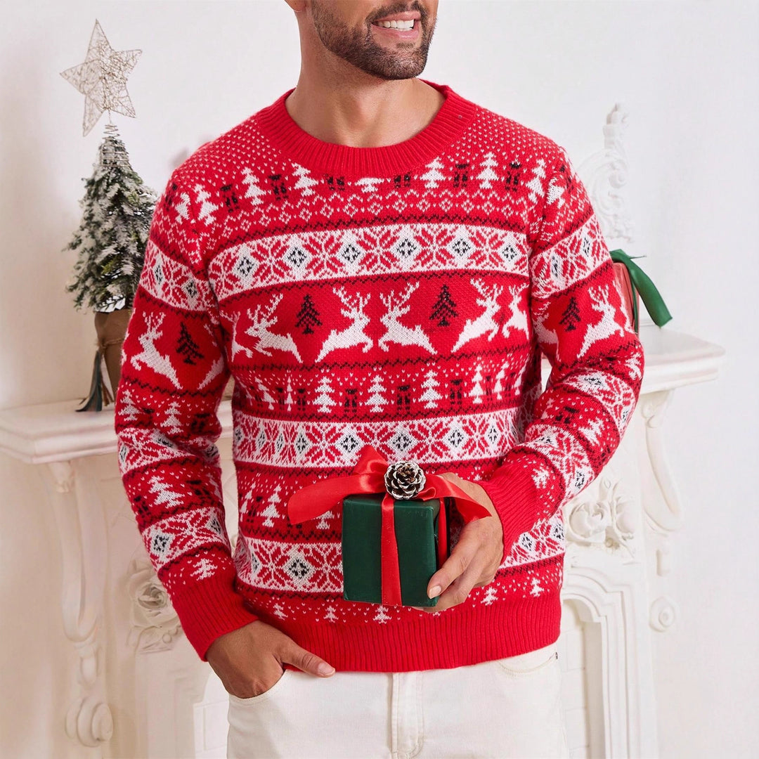 Women's Reindeer Ugly Christmas Sweater in red