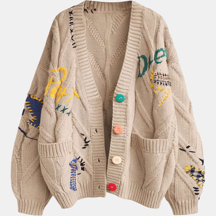 Women's Oversized Ugly Christmas Sweater in khaki