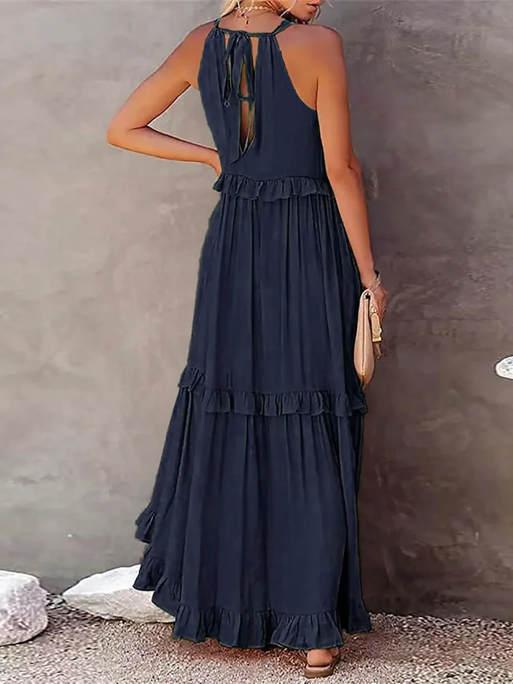 CHERRY | Tiered Ruffle Spaghetti Strap Maxi Sundress | Women's Summer Dress