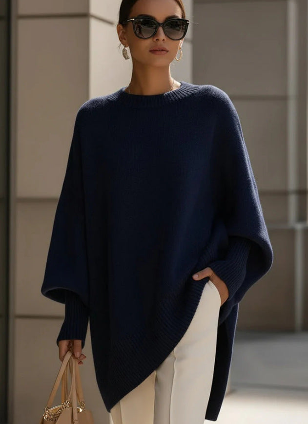 Women's Crew Neck Oversized Sweater in navy
