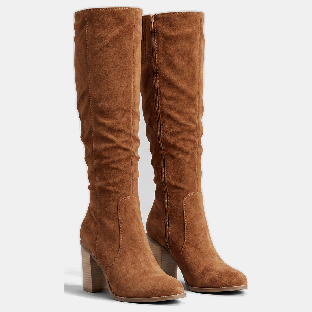 Women's Over the Knee High Boots, Stretch Suede Block Heel