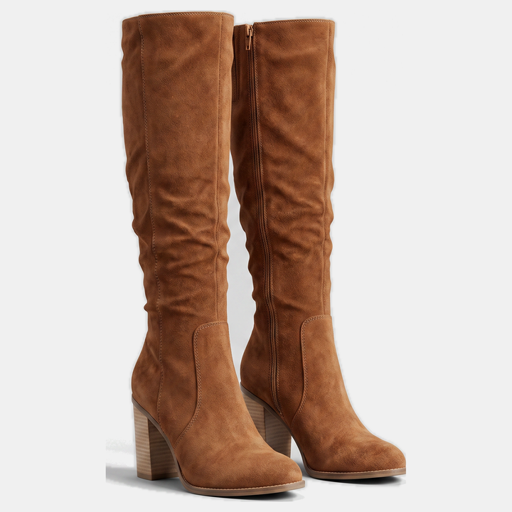 Women's Over the Knee High Boots, Stretch Suede Block Heel