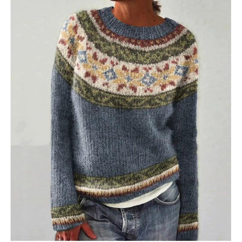 Women's Fair Isle Knit Sweater in navy
