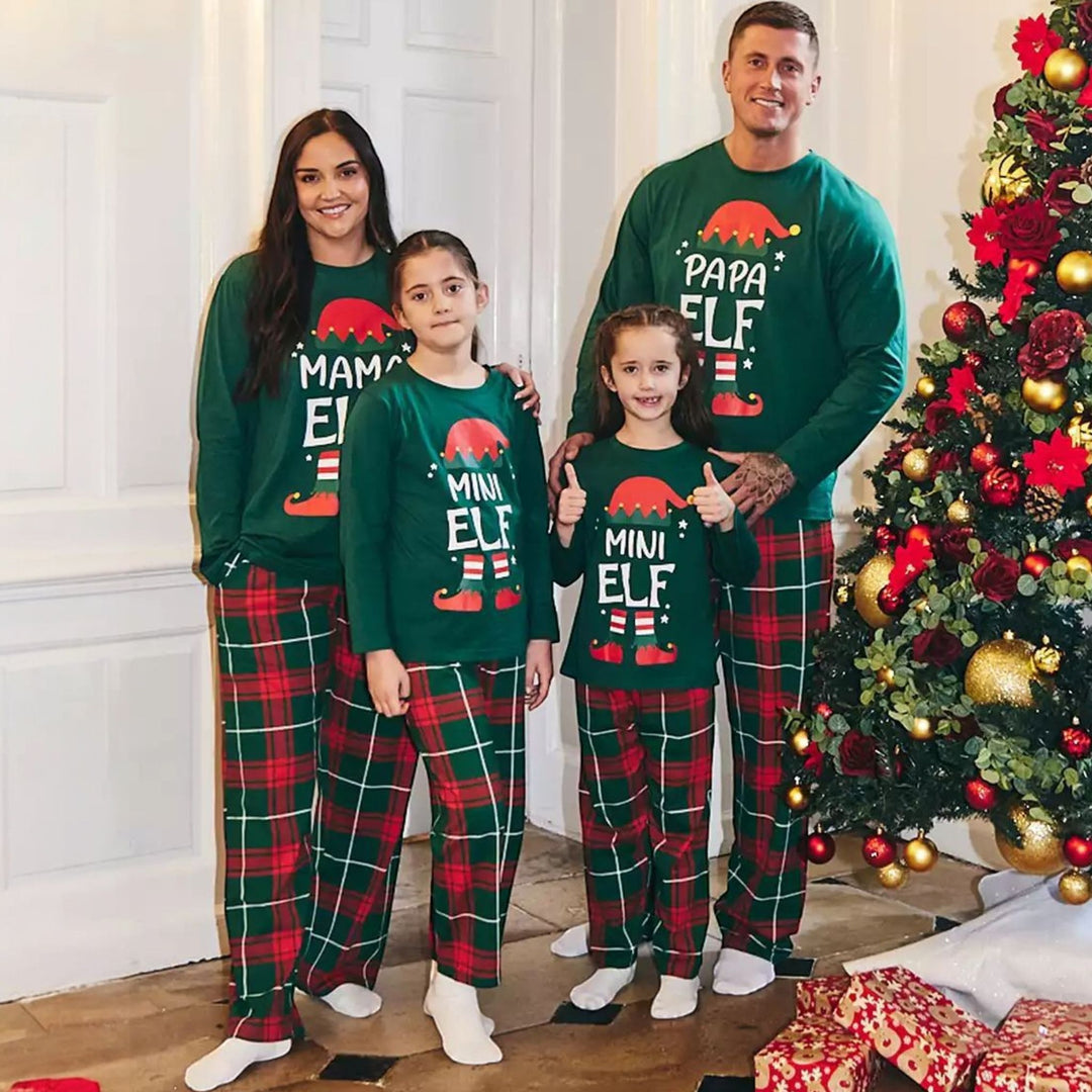 Matching Family Christmas Pajamas in green plaid