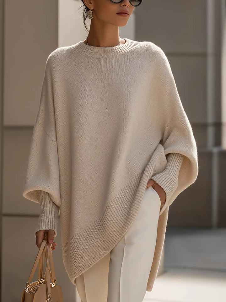Women's Crew Neck Oversized Sweater in oatmeal