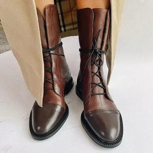Women's Lace Up Orthopedic Ankle Boots in brown