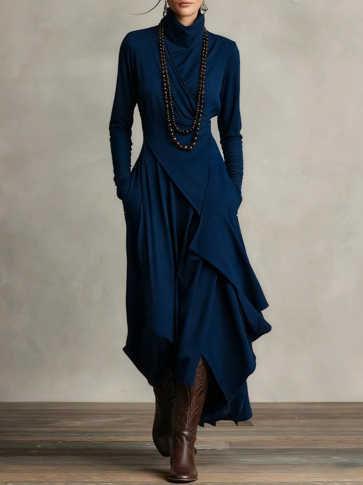 Women's Long Sleeve Maxi Dress in navy