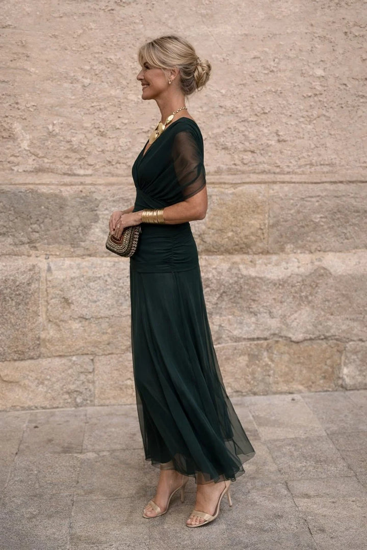 Women's Holiday Cocktail Dress in dark green