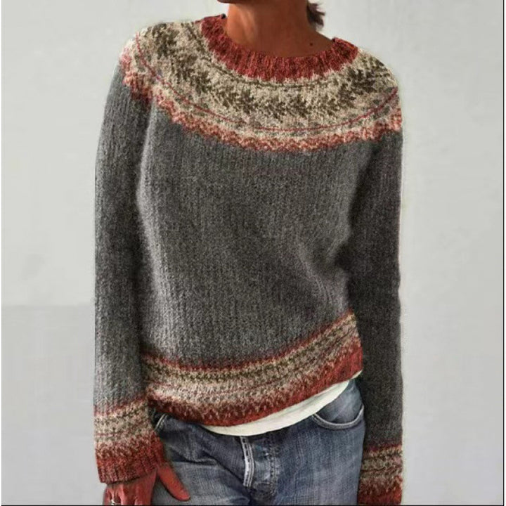 Women's Fair Isle Knit Sweater in dark grey