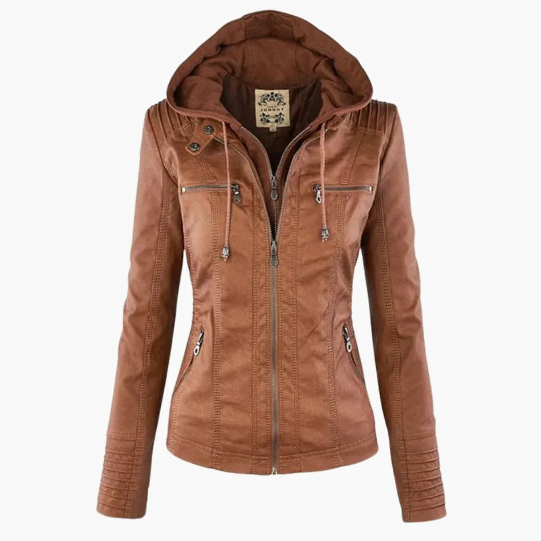 Women's Fitted Zip-Up Hoodie in brown