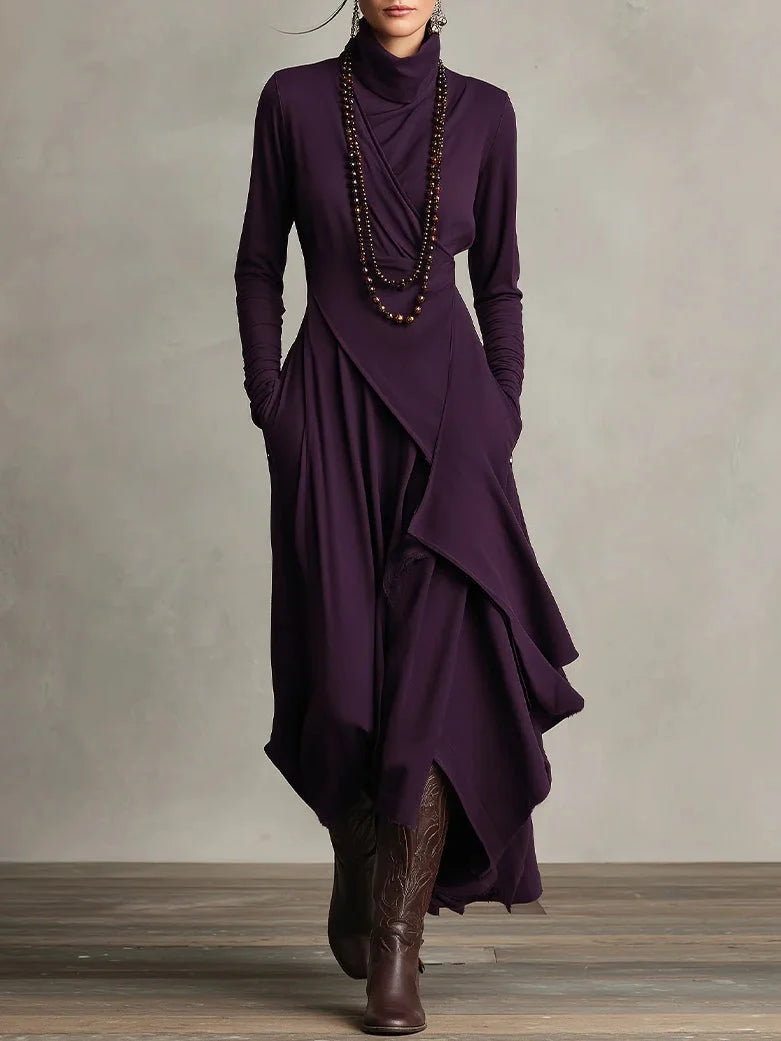 Women's Long Sleeve Maxi Dress in purple