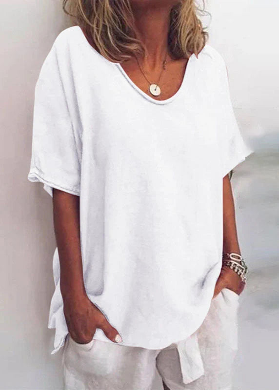 Women's Short Sleeve Blouse in white