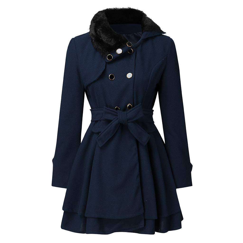 Women's Short Trench Coat in navy
