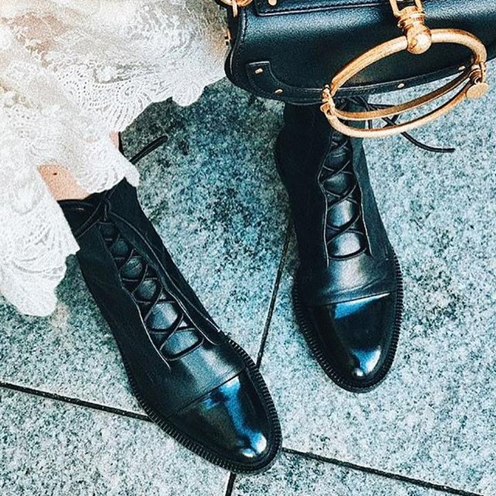 Women's Lace Up Orthopedic Ankle Boots in black