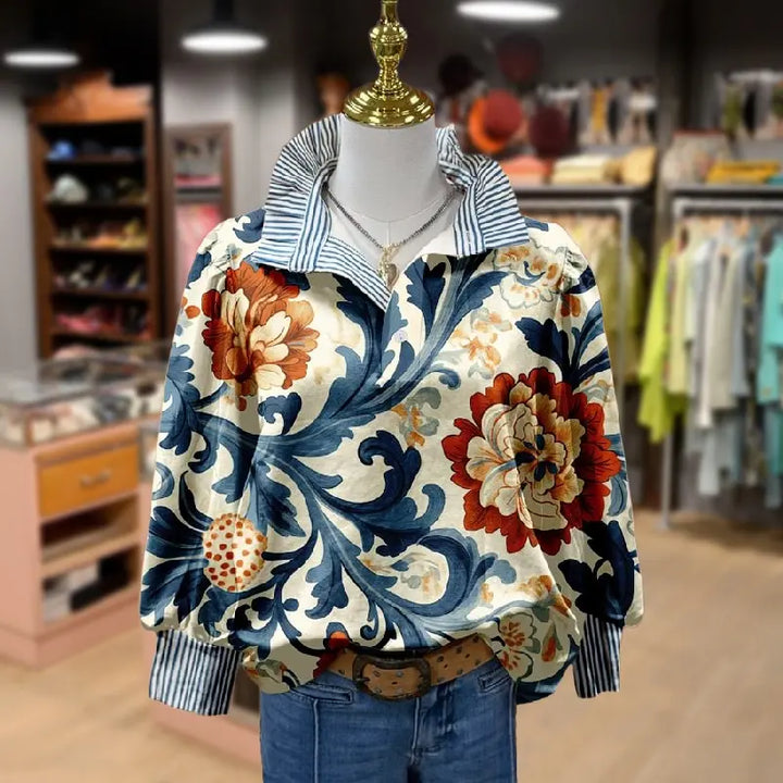 SERENITY | Classy Vintage Floral Print Blouse