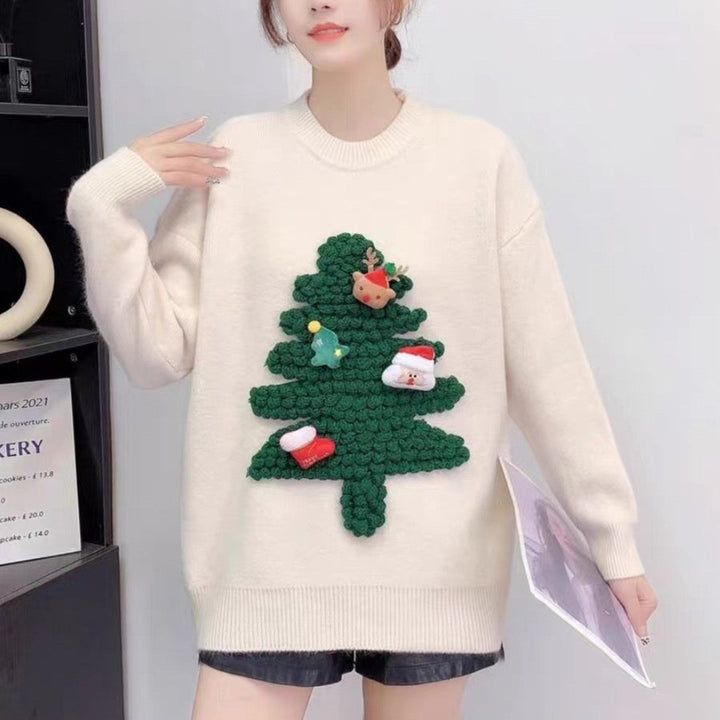 Women's Oversized Ugly Christmas Sweater in white
