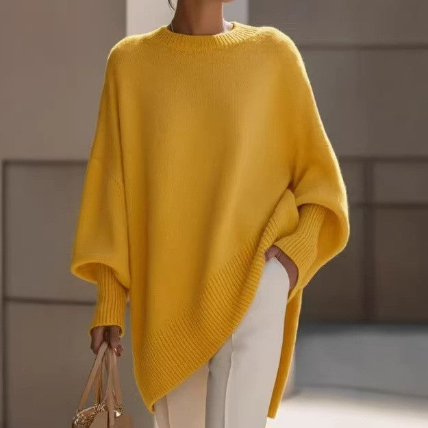 Women's Crew Neck Oversized Sweater in yellow