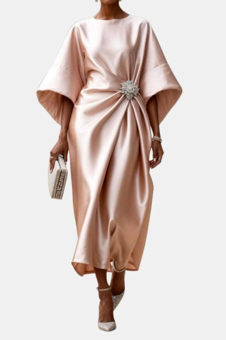 Women's Satin Midi Dress in light pink