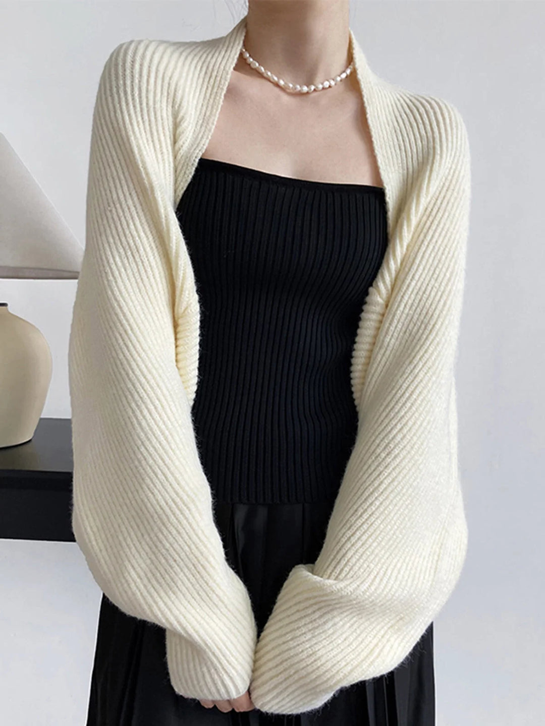 Women's Knit Cropped Cardigan in off white