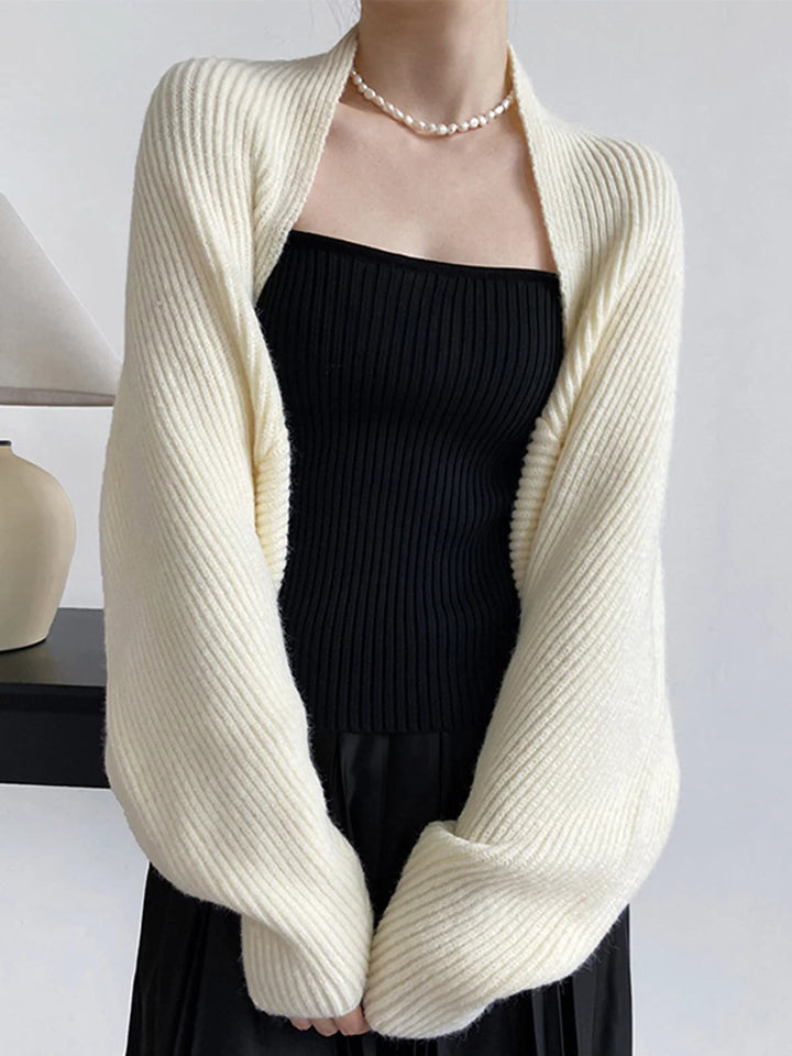 Women's Knit Cropped Cardigan in off white