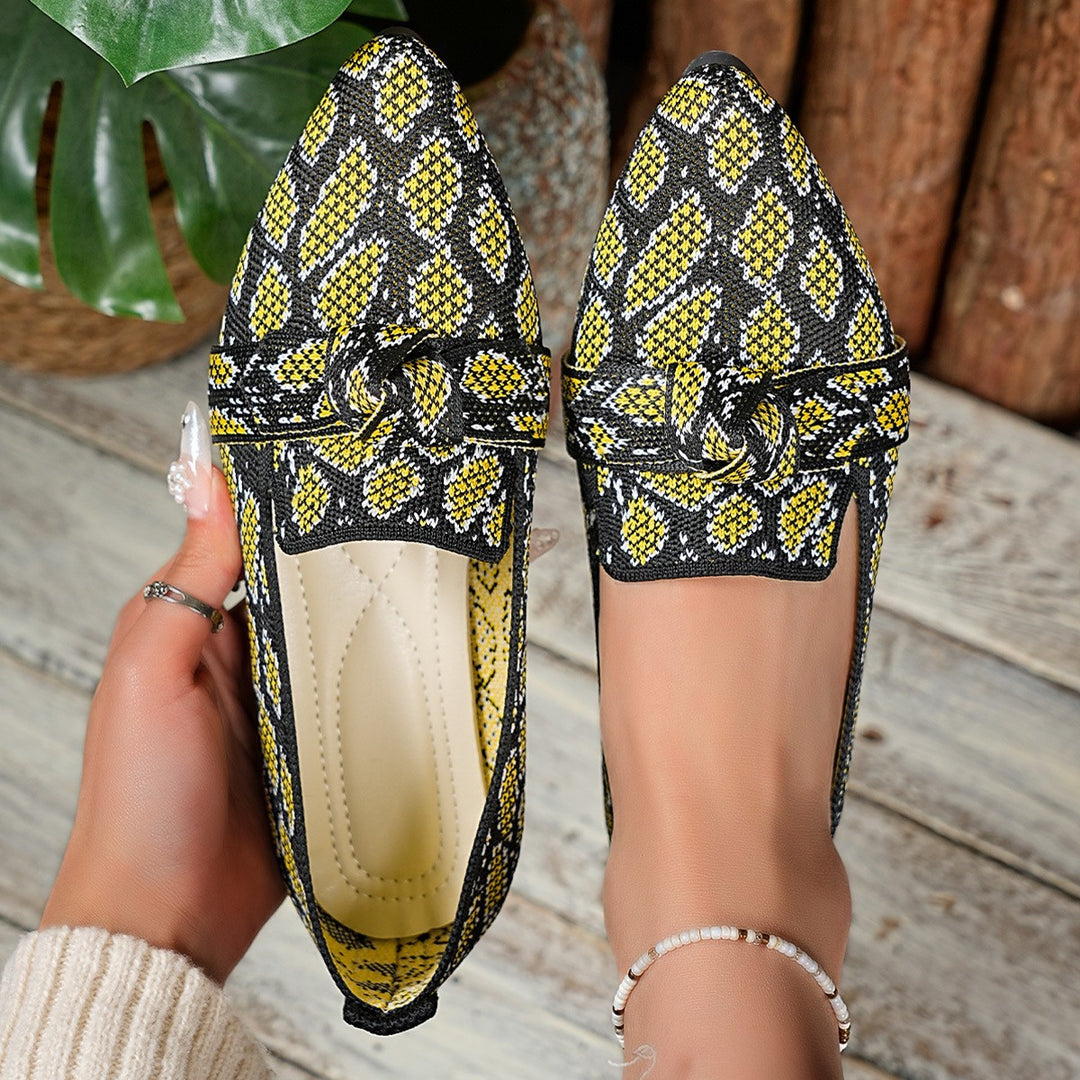 Women's Comfort Orthopedic Loafers in yellow snake print