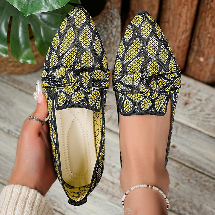 Women's Comfort Orthopedic Loafers in yellow snake print