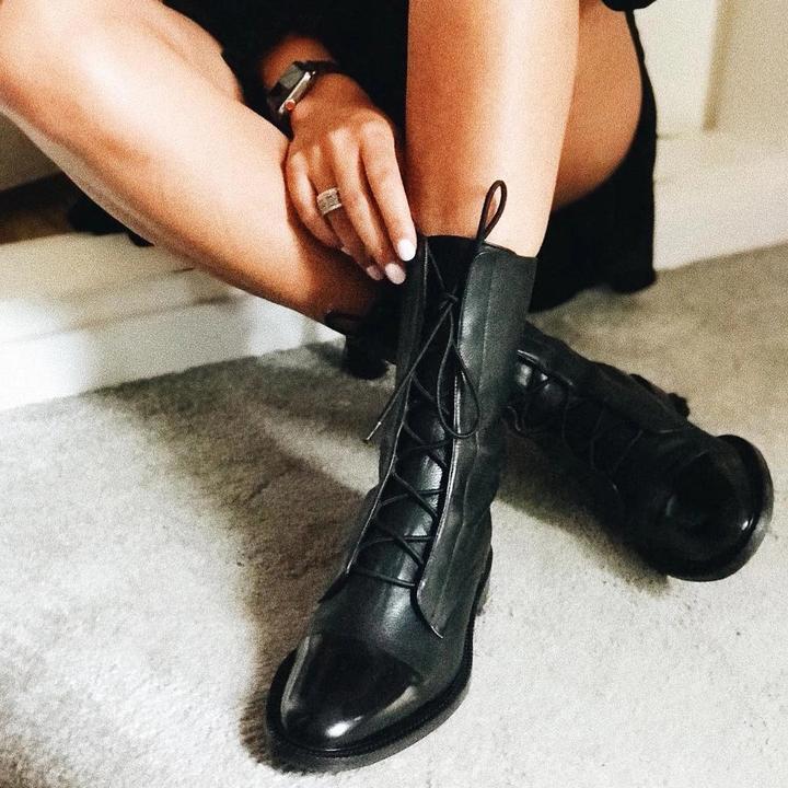 Women's Lace Up Orthopedic Ankle Boots in black