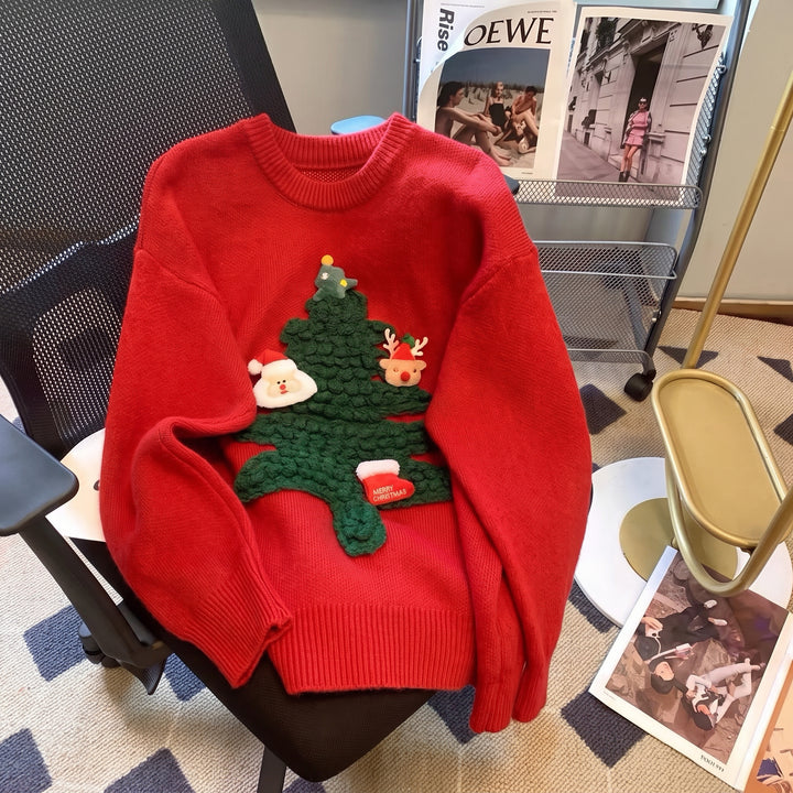 Women's Oversized Ugly Christmas Sweater in red