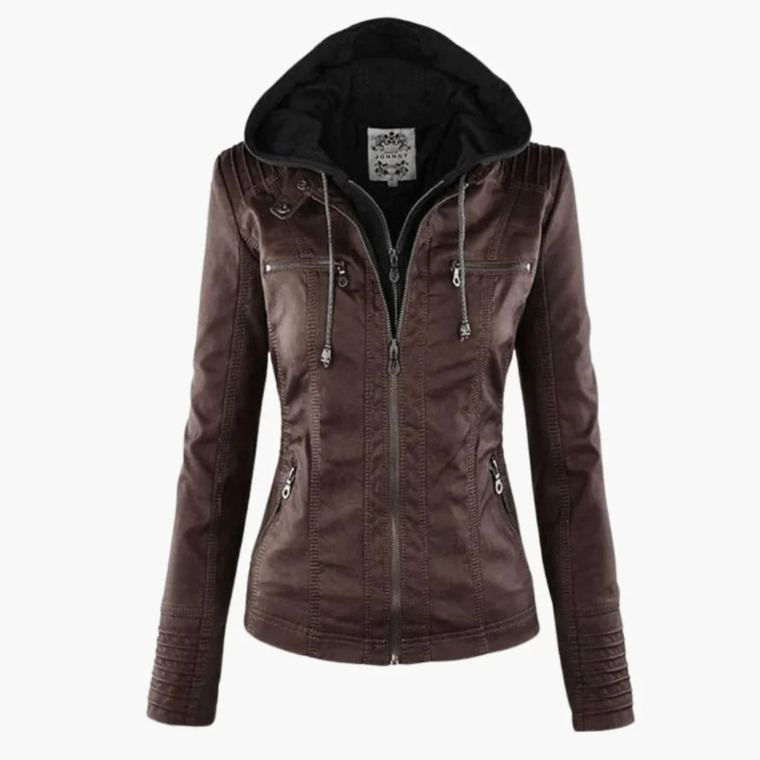 Women's Fitted Zip-Up Hoodie in dark brown