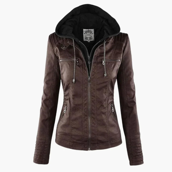 Women's Fitted Zip-Up Hoodie in dark brown