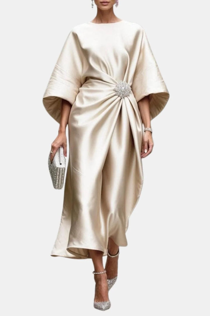 Women's Satin Midi Dress in champagne